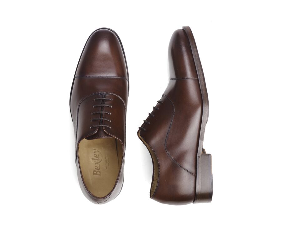 Richelieu homme Chocolat Patiné semelle cuir avec patin - GRAKLEY