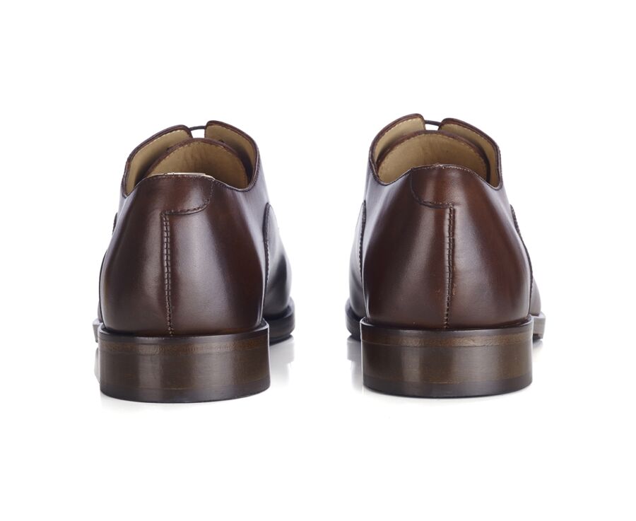 Richelieu homme Chocolat Patiné semelle cuir avec patin - GRAKLEY