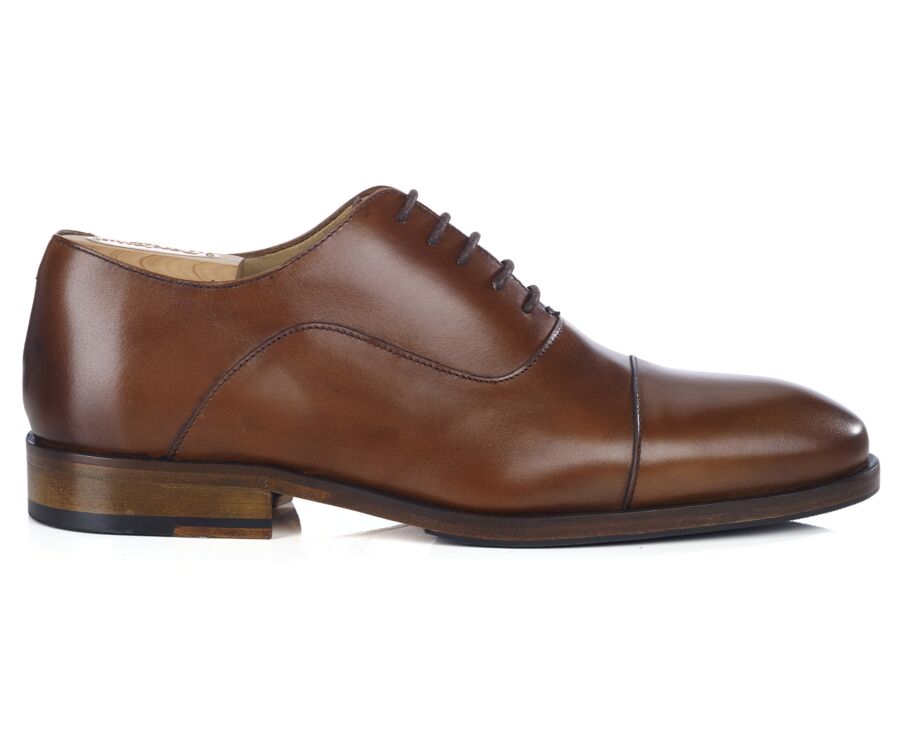 Richelieu homme Cognac Patiné semelle cuir avec patin - GRAKLEY