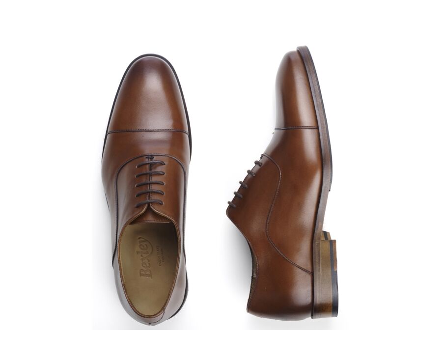 Richelieu homme Cognac Patiné semelle cuir avec patin - GRAKLEY