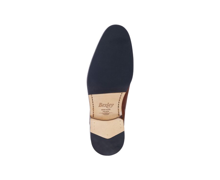 Richelieu homme Cognac Patiné semelle cuir avec patin - GRAKLEY
