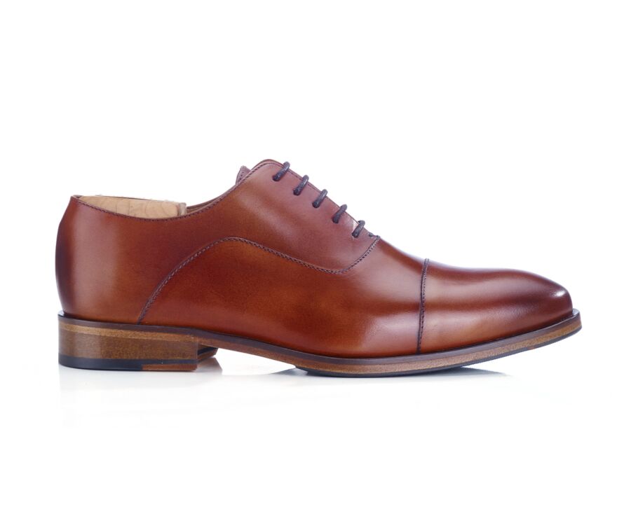 Richelieu homme Cognac Patiné  semelle cuir avec patin - GRAKLEY