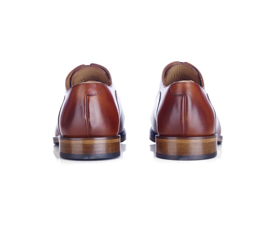 Richelieu homme Cognac Patiné  semelle cuir avec patin - GRAKLEY
