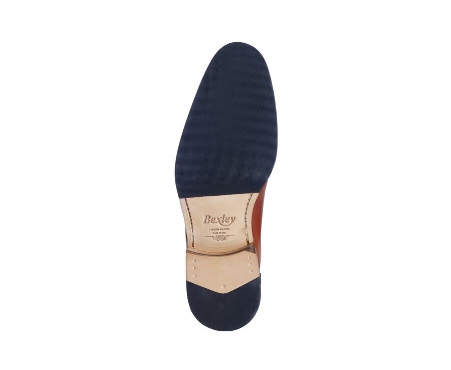 Richelieu homme Cognac Patiné  semelle cuir avec patin - GRAKLEY