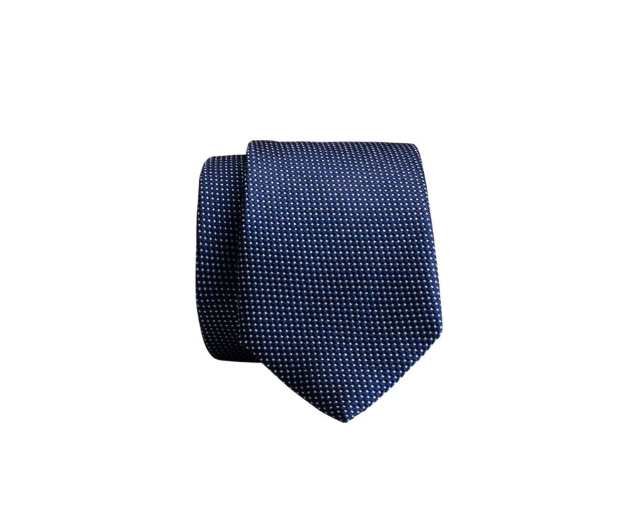 Cravate homme Soie Micro Pois III Bleu Pétrole et Ecru