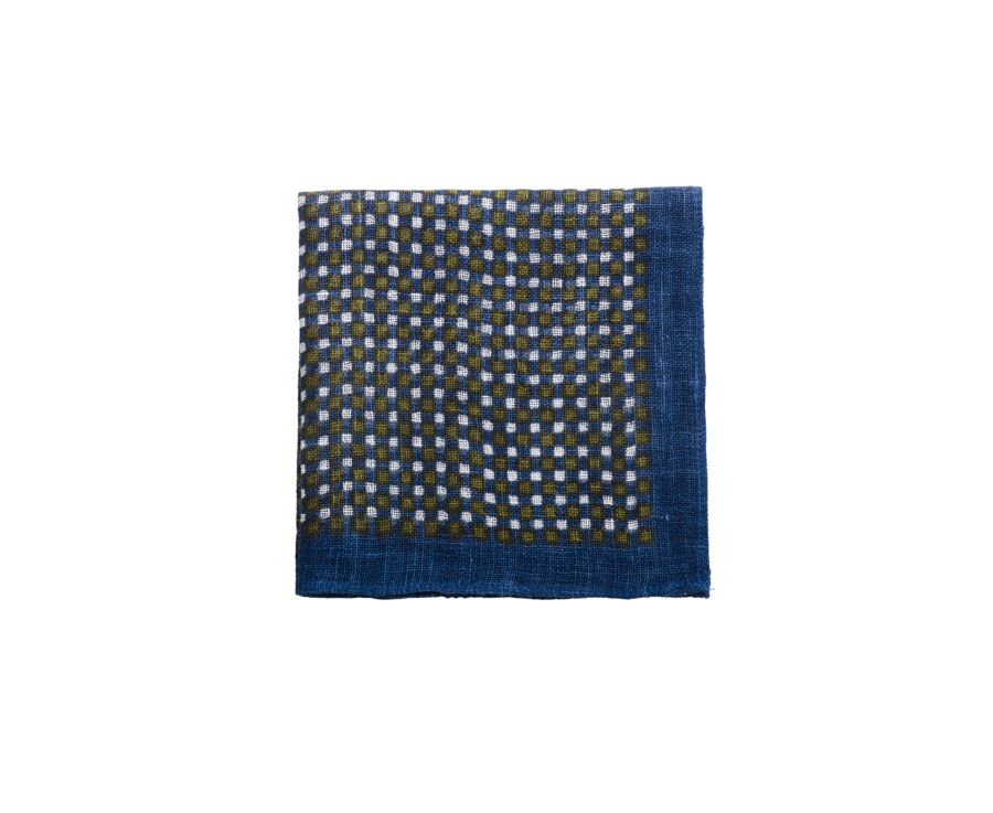 Pochette costume homme lin Bleu et Kaki