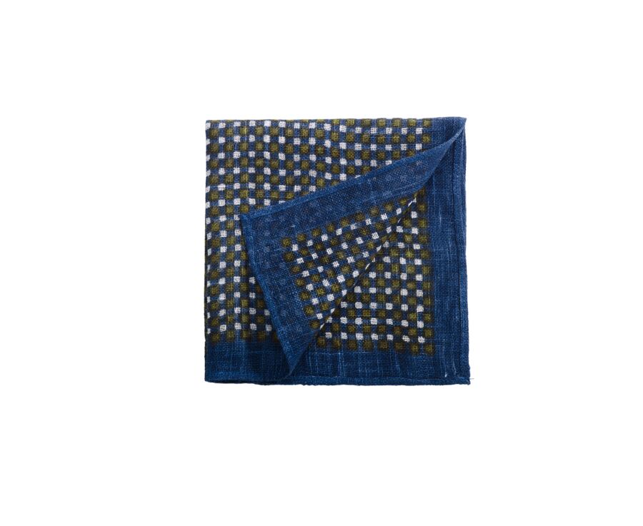 Pochette costume homme lin Bleu et Kaki