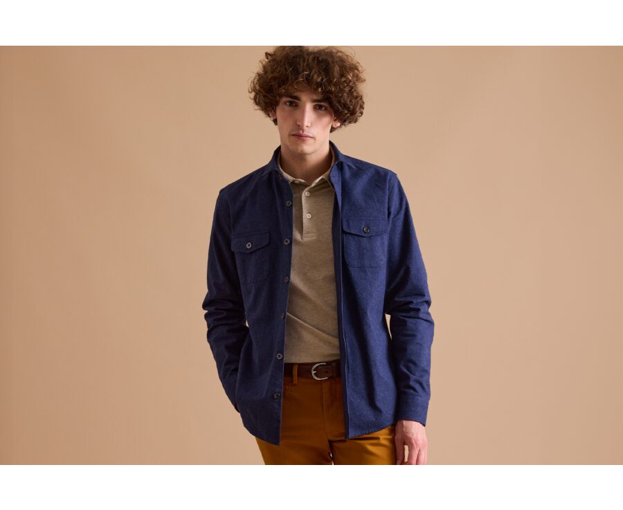 Surchemise en flanelle Navy - THÉODÉRIC
