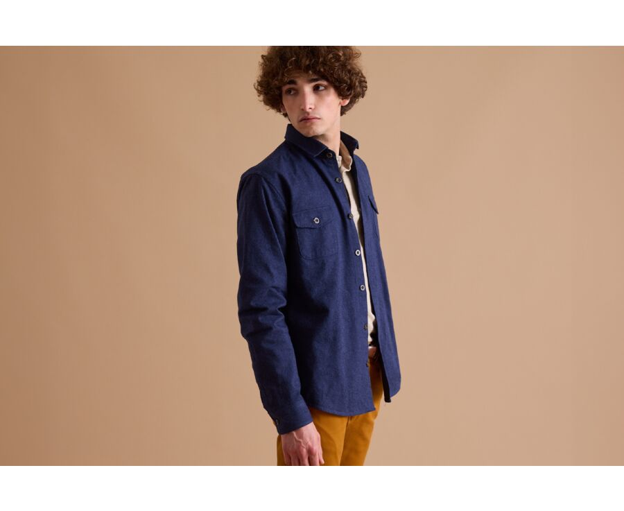 Surchemise en flanelle Navy - THÉODÉRIC