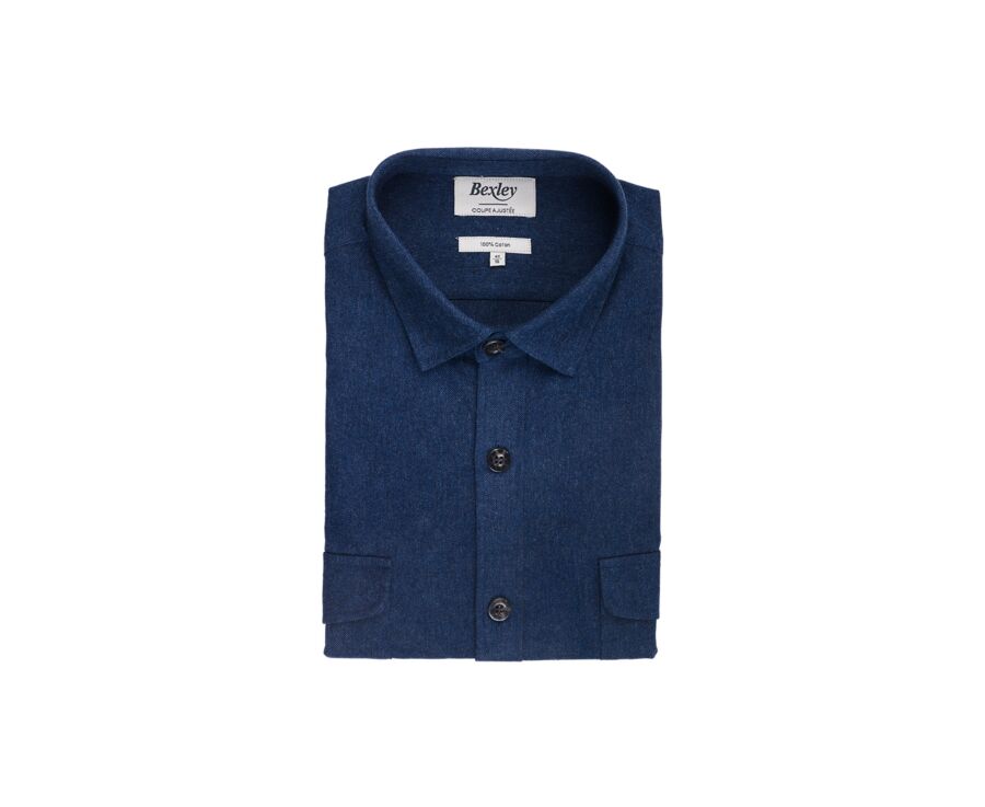 Surchemise en flanelle Navy - THÉODÉRIC