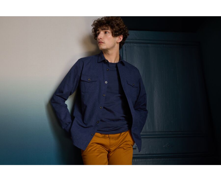 Surchemise en flanelle Navy - THÉODÉRIC