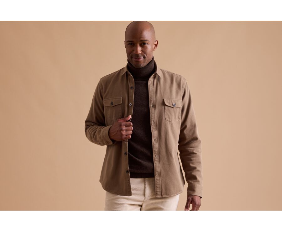 Surchemise en flanelle Camel - THÉODÉRIC