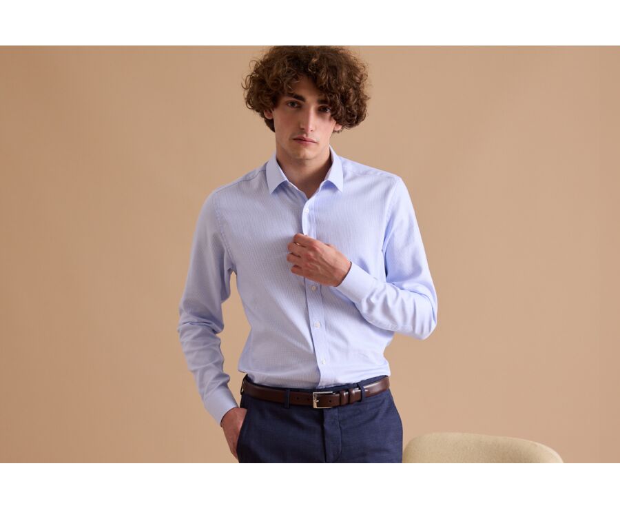 Chemise homme blanche et  bleu clair - SYLVÉNIAS