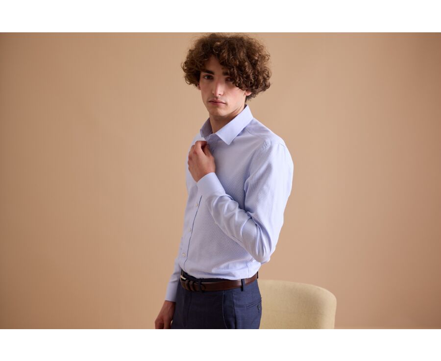 Chemise homme blanche et  bleu clair - SYLVÉNIAS