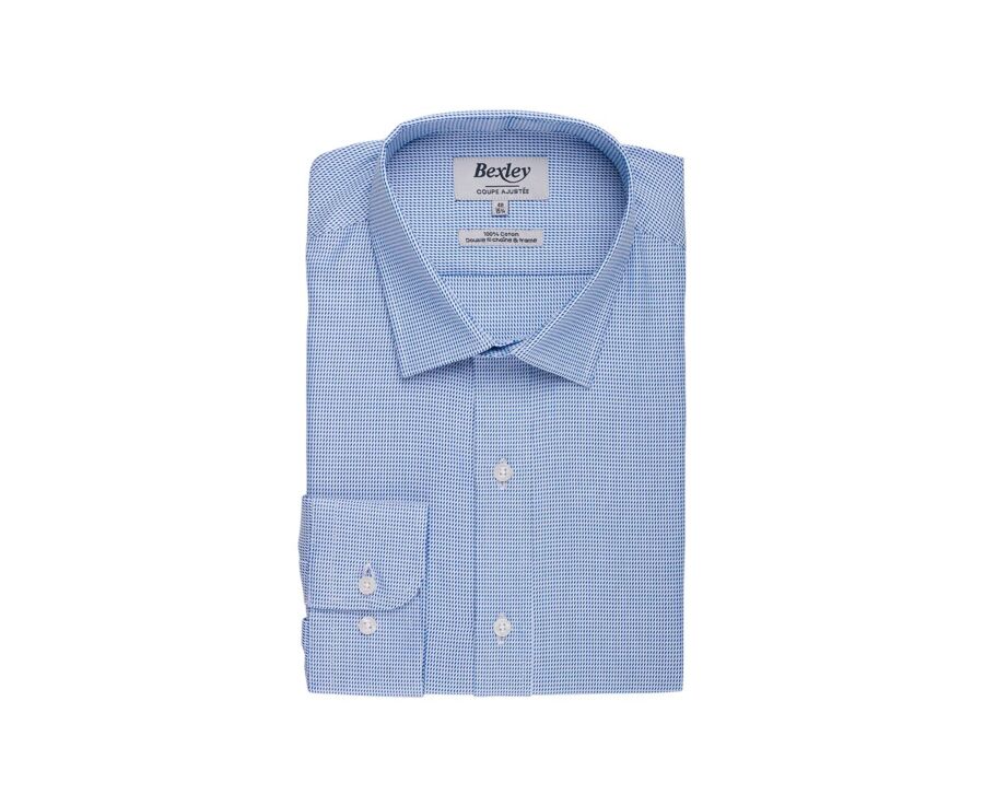 Chemise homme bleu ocean en twill effet chiné - SYLVÉNIAS