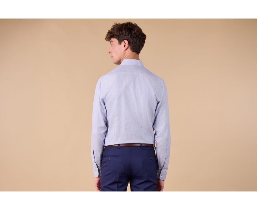 Chemise homme bleu ocean en twill effet chiné - SYLVÉNIAS