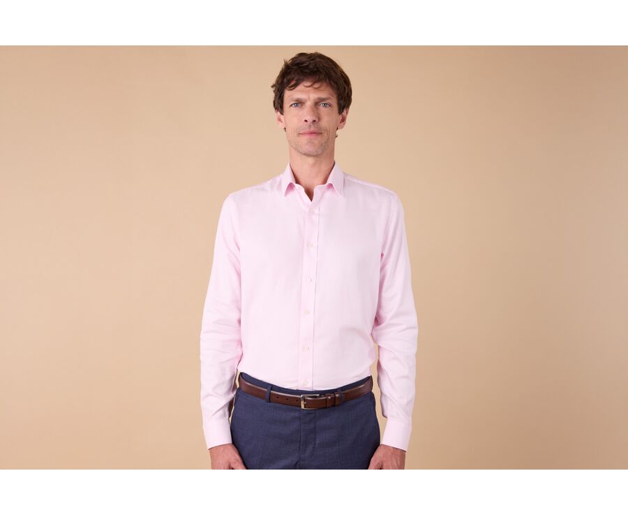 Chemise homme rose clair en twill effet chiné - SYLVÉNIAS