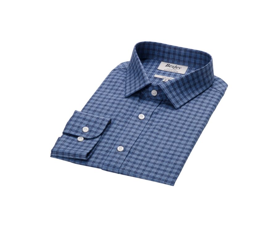 Chemise Flanelle coton Bleu chiné et navy - SYLVÉNIUS