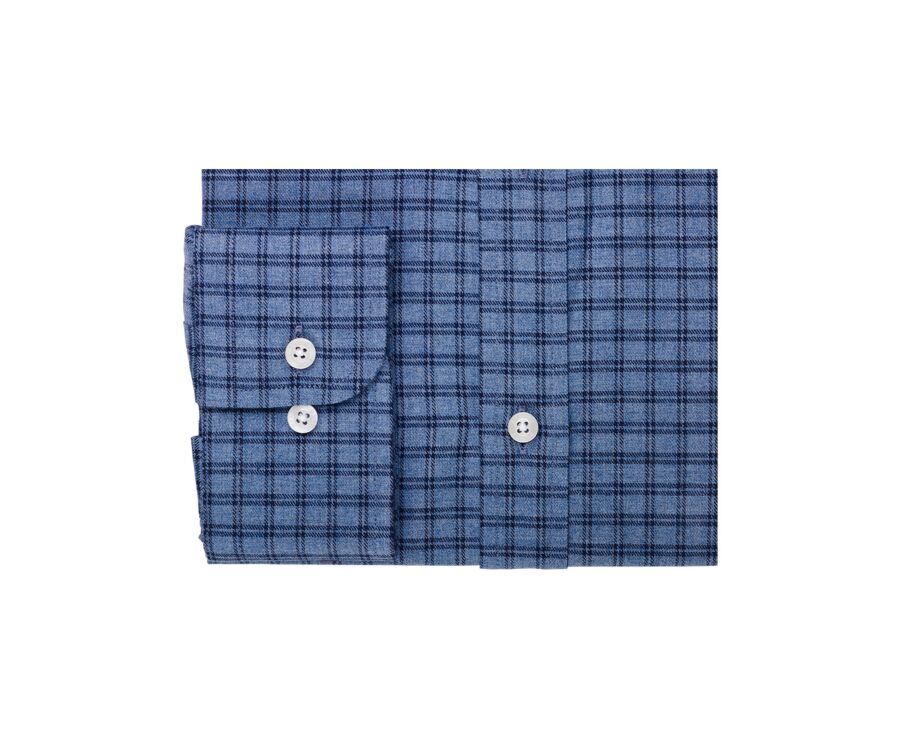 Chemise Flanelle coton Bleu chiné et navy - SYLVÉNIUS
