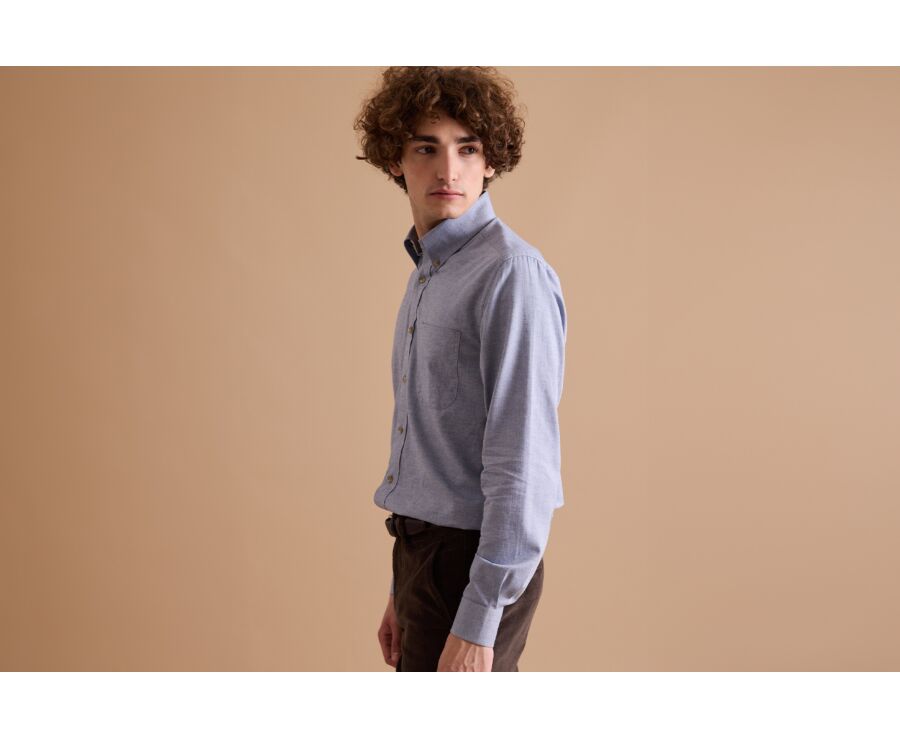Chemise en Flanelle Bleu Denim pour Homme - VARICK