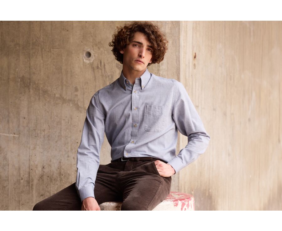 Chemise en Flanelle Bleu Denim pour Homme - VARICK