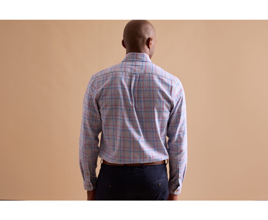 Chemise Bleu clair rouge et camel  - SHANTON