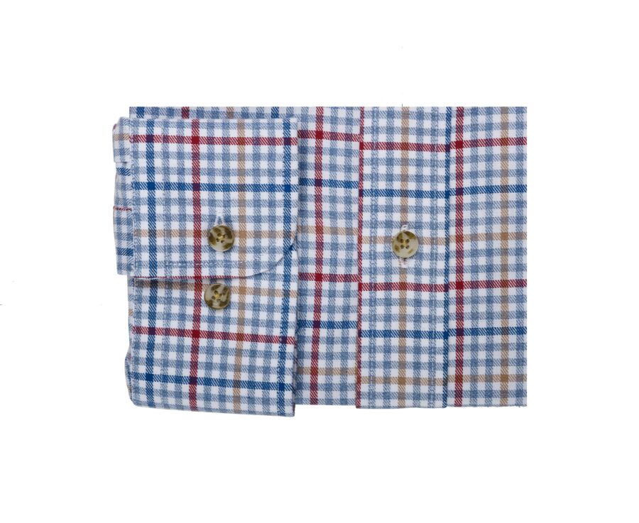 Chemise Bleu clair rouge et camel  - SHANTON