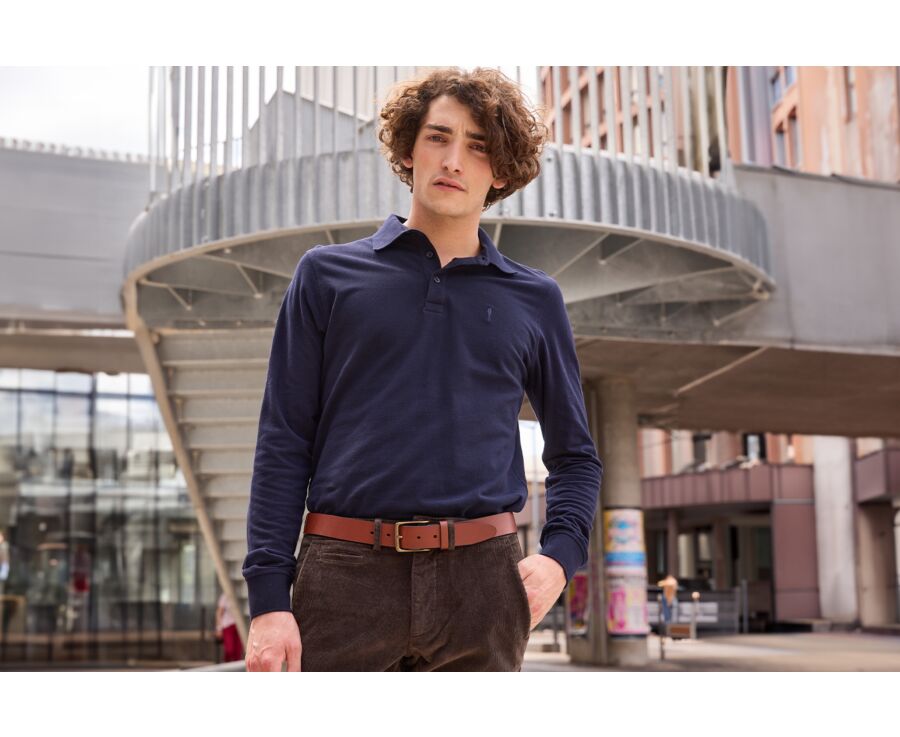 Polo manches longues homme Marine - ALEC III ML