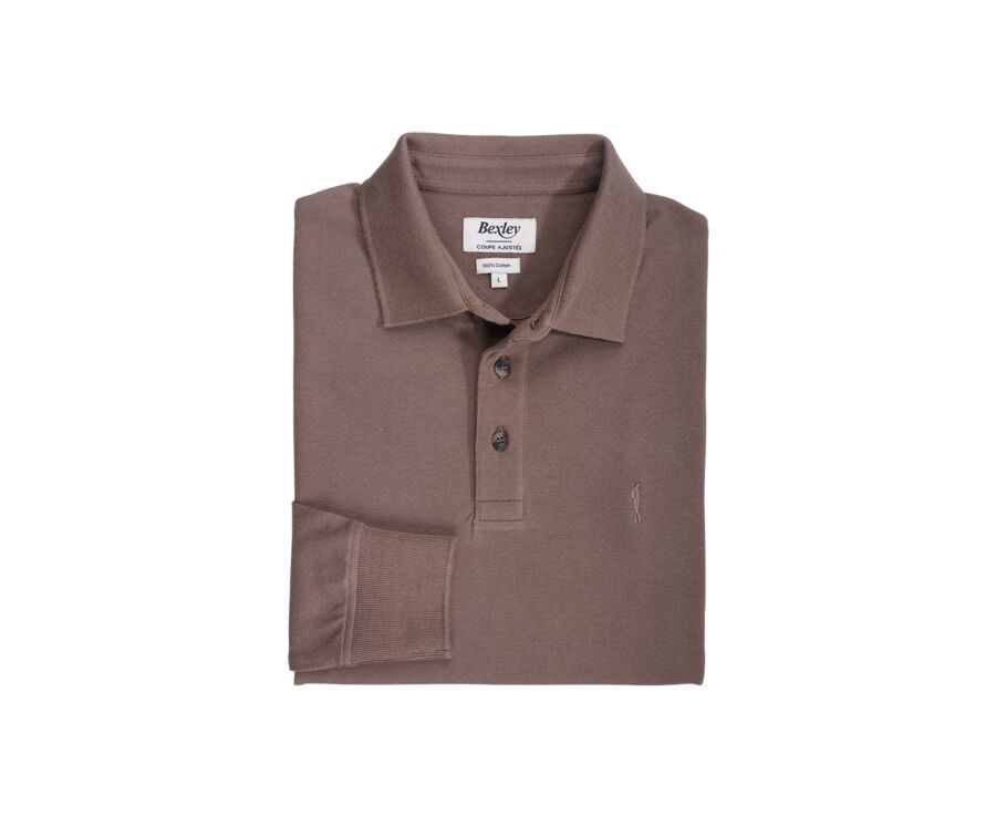 Polo manches longues homme Taupe Chiné - ALEC III ML
