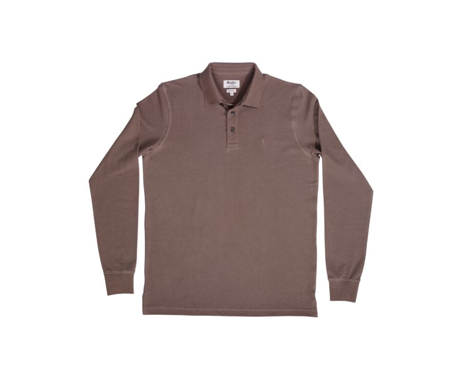 Polo manches longues homme Taupe Chiné - ALEC III ML
