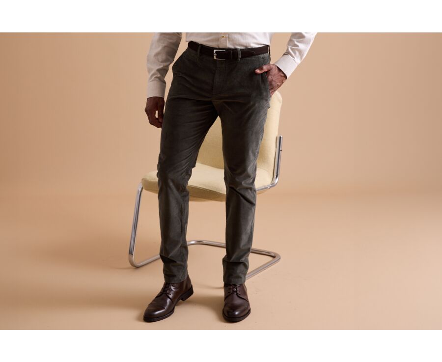 Pantalon Chino Velours Vert Foncé - KHYLER