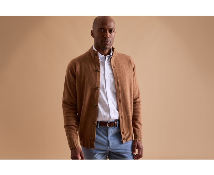 Gilet Col Montant Boutonné Noisette Chiné - KIMSEY