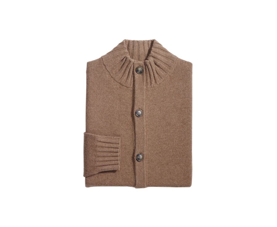 Gilet Col Montant Boutonné Noisette Chiné - KIMSEY