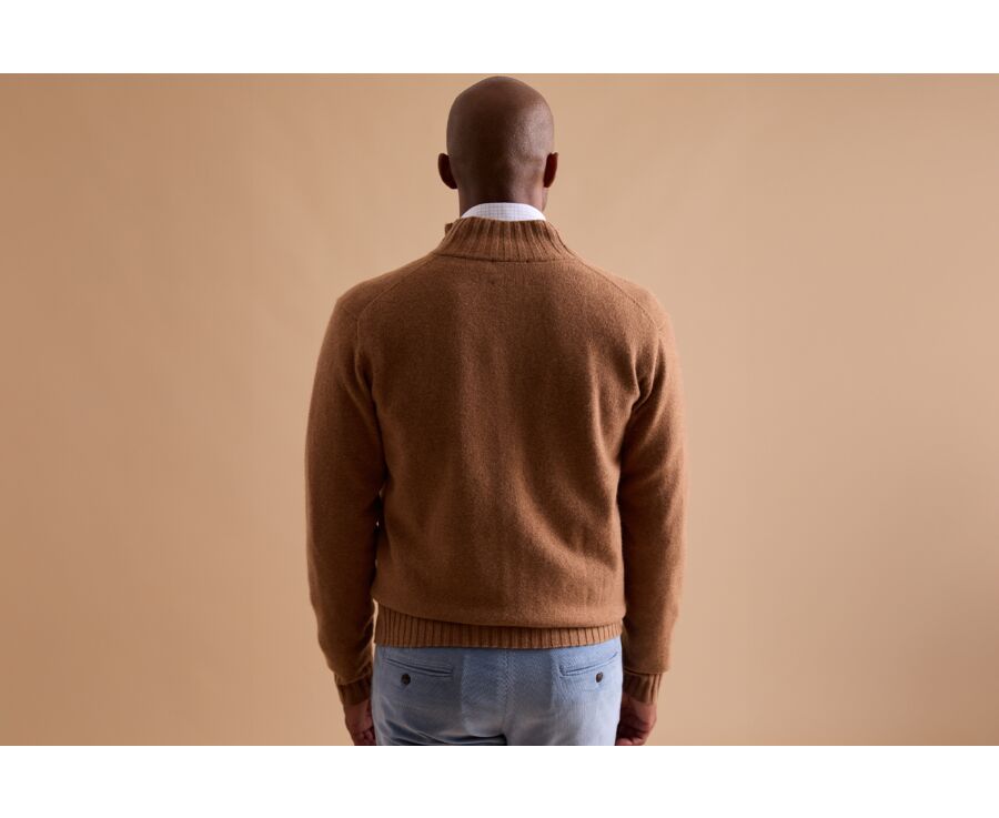 Gilet Col Montant Boutonné Noisette Chiné - KIMSEY