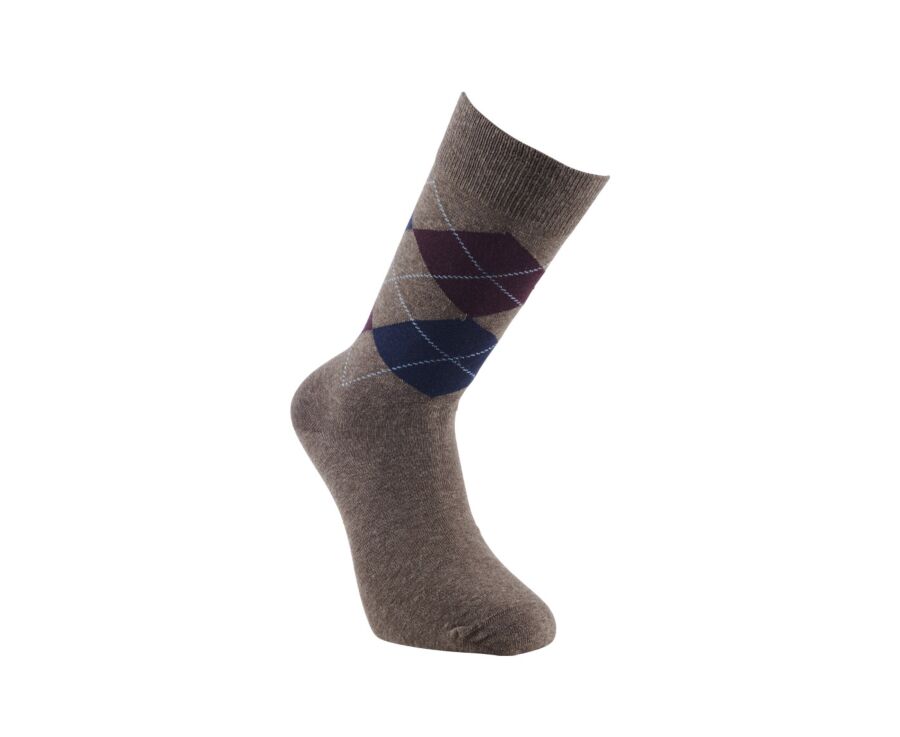 Chaussettes losange Taupe et Bordeaux