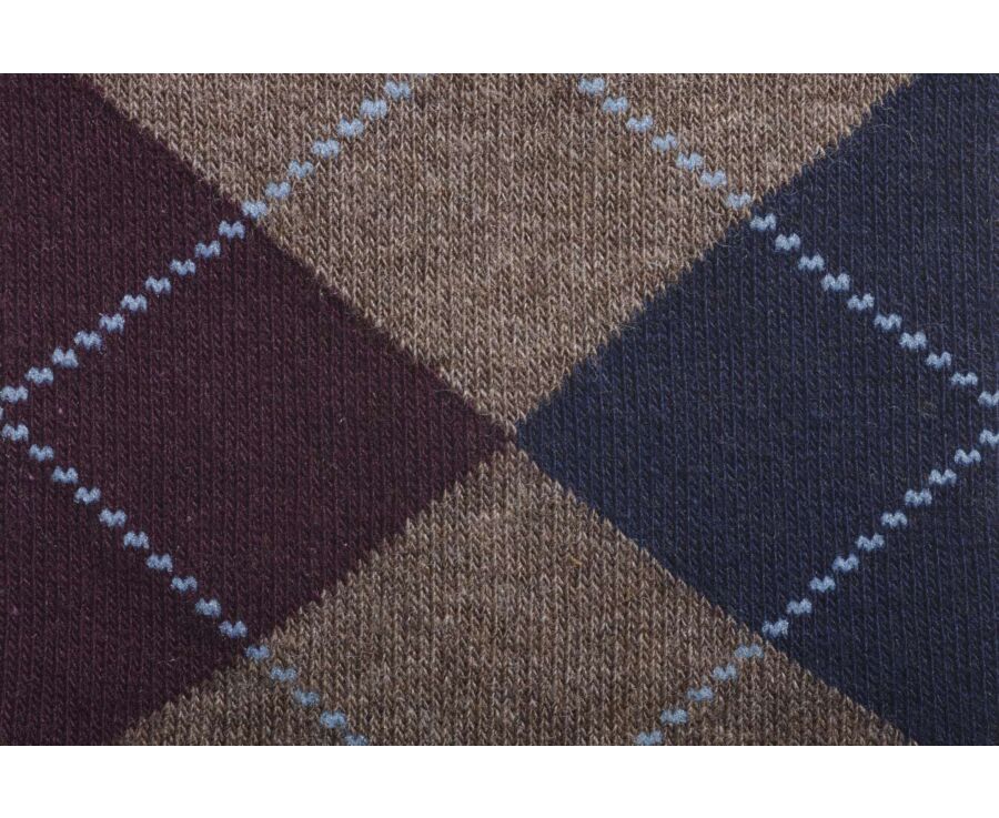 Chaussettes losange Taupe et Bordeaux