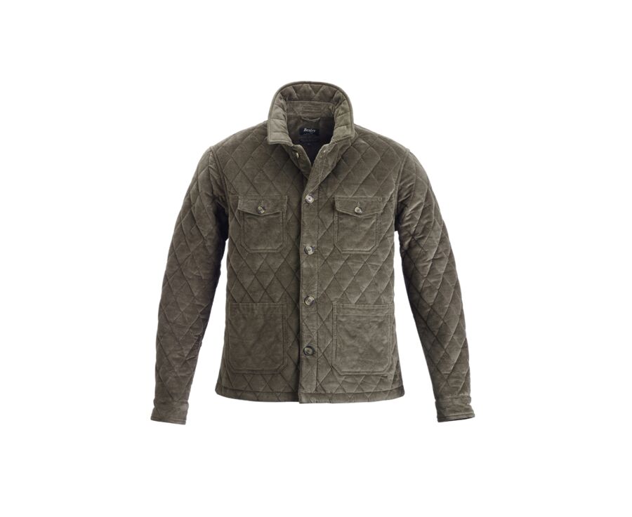 Veste Matelassée en Velours Olive Foncé pour Homme - FILIBERT