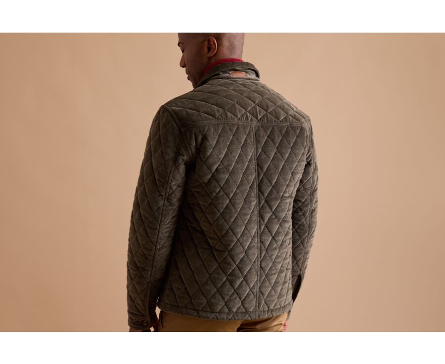 Veste Matelassée en Velours Olive Foncé pour Homme - FILIBERT