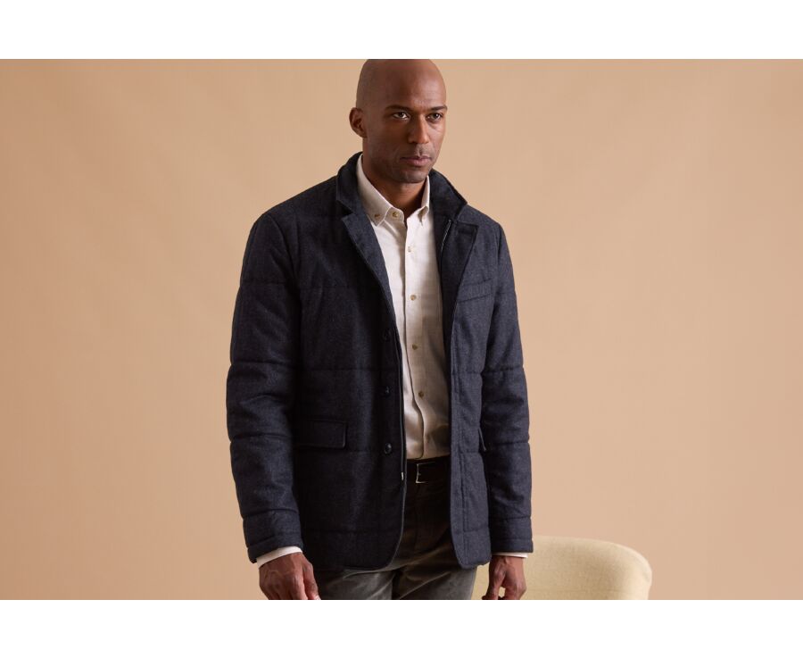 Veste matelassée homme Bleu foncé chiné - THÉOPHILE