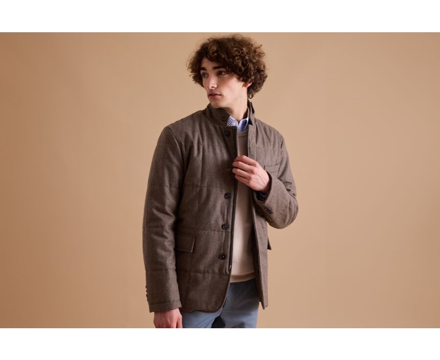 Veste matelassée homme Taupe Foncé chiné - THÉOPHILE