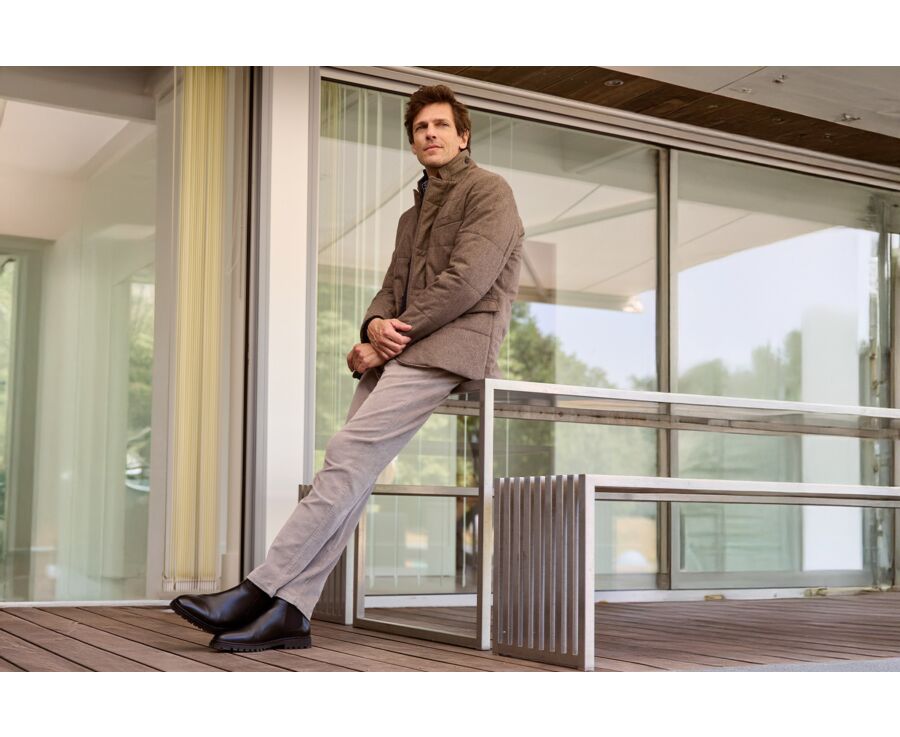 Veste matelassée homme Taupe Foncé chiné - THÉOPHILE