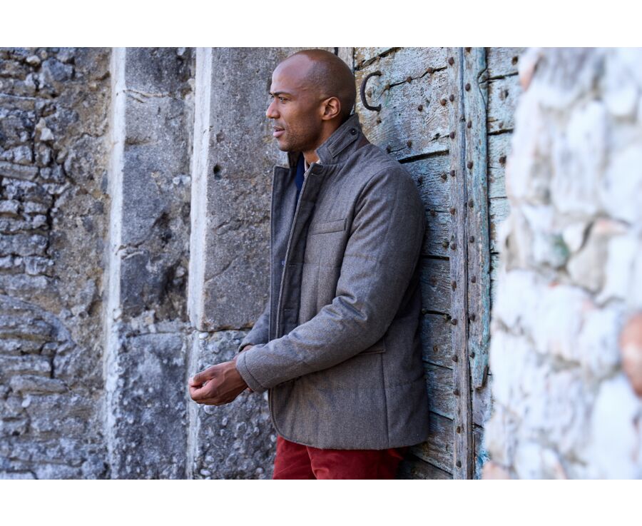 Veste matelassée homme Taupe Foncé chiné - THÉOPHILE
