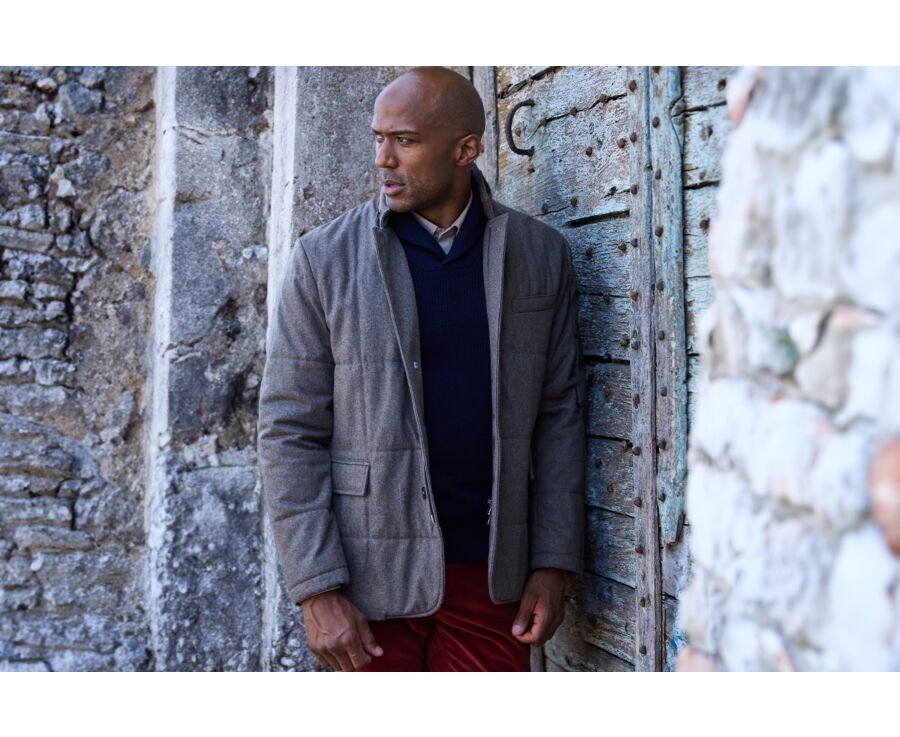 Veste matelassée homme Taupe Foncé chiné - THÉOPHILE