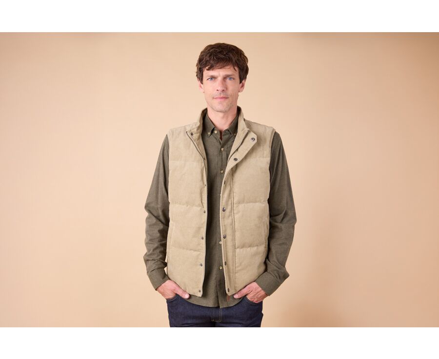 Doudoune en velours pour homme - Velours Olive Clair - HILMAR