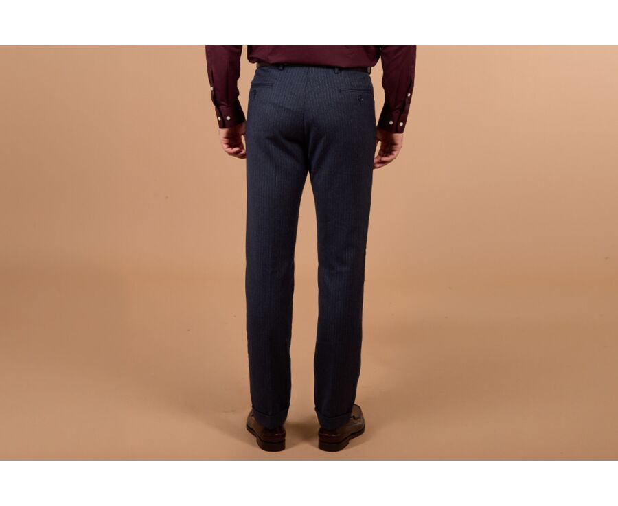Pantalon de costume homme en chevron navy et gris - LAURIAN