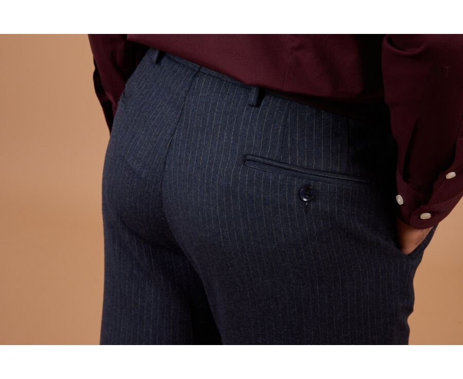 Pantalon de costume homme en chevron navy et gris - LAURIAN