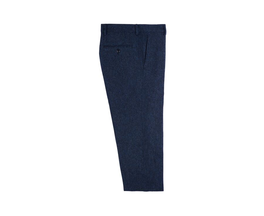 Pantalon de costume homme en tweed à chevrons marine - LAURIAN