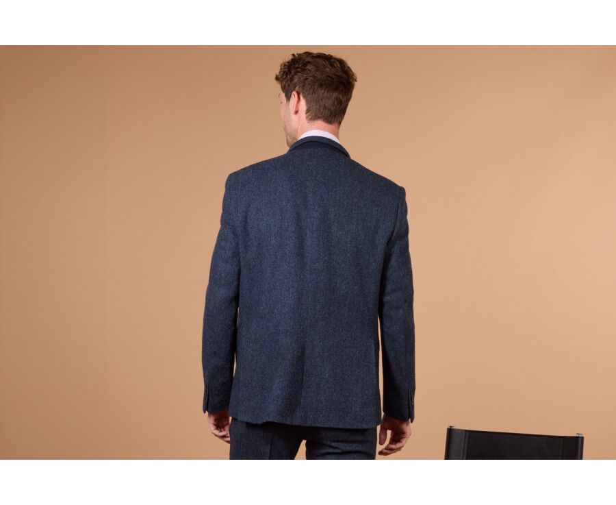 Blazer homme en tweed à chevrons marine - LAURIAN