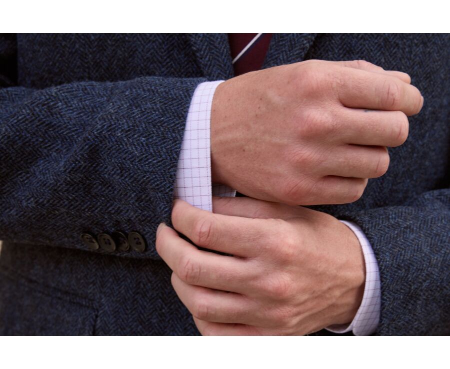 Blazer homme en tweed à chevrons marine - LAURIAN