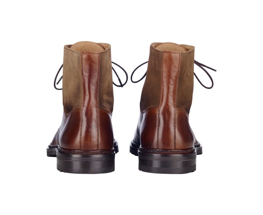 Derby boots homme à lacets Cognac Patiné et Taupe - IRVING II GOMME